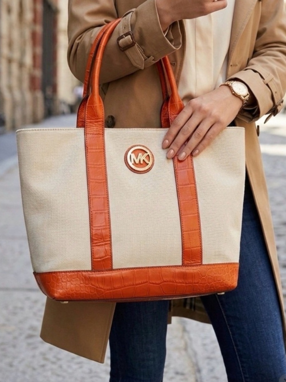 Michael Kors Canvas Leather Tote